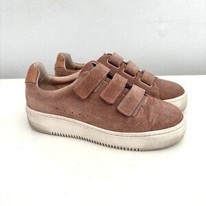 Sandro Paris Blush Pink Suede Hook and Loop Sneakers Women’s 37 Shoes US 6 / 6.5